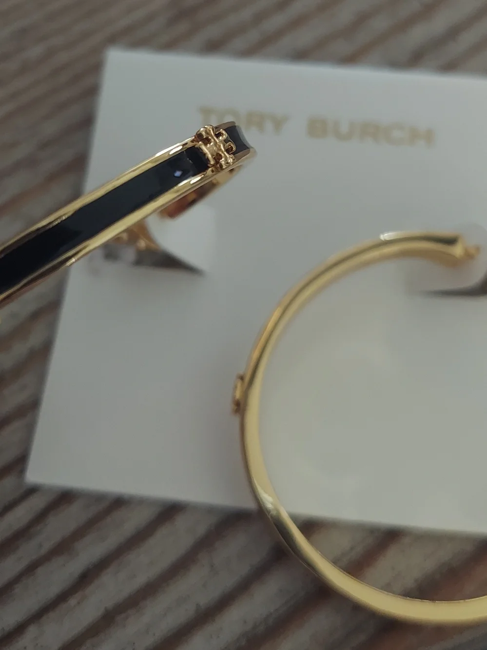 Tory Burch Gold/Black Hoop Earrings - Classic Women's Jewelry